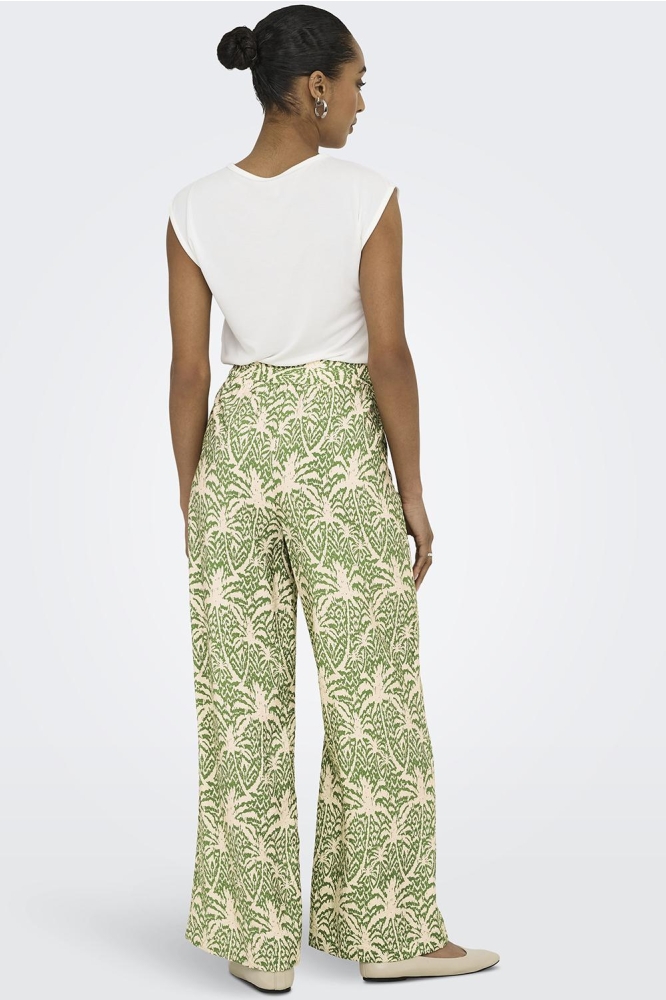 JDYTROYA LIFE MW WIDE PANT DIA 15339132 KALE/02-25-07 TAPIOCA PALM TREE